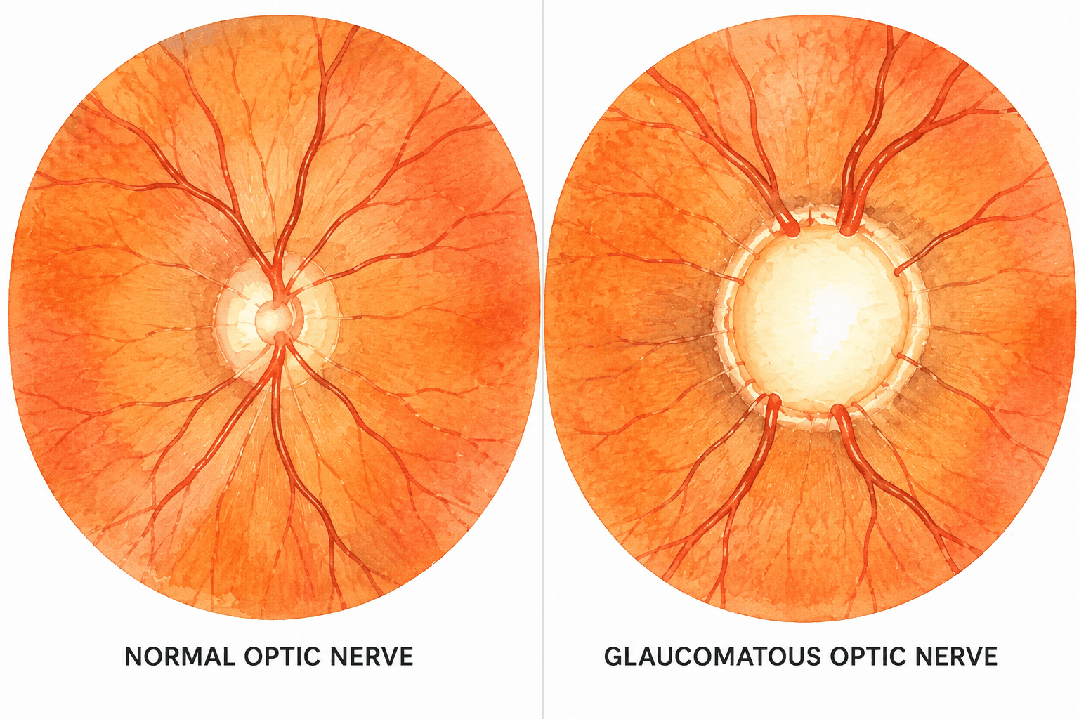 Healthy and glaucomatous optic nerve